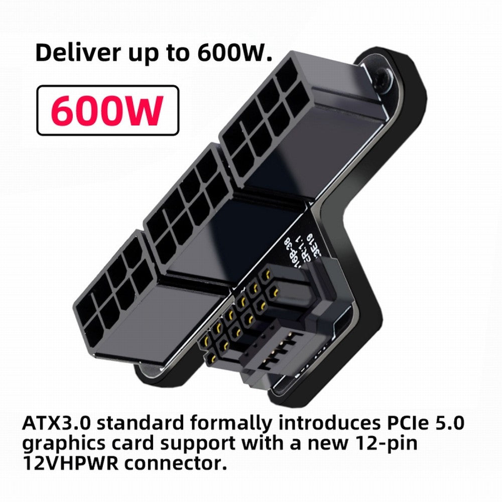 12VHPWR ATX3.0 PCI-E 5.0 Power Modular to Three ATX 8P Adapter for 4080 5090TI 16Pin 12+4P Graphics Card Up Angled 90 Degree PW-048-UP