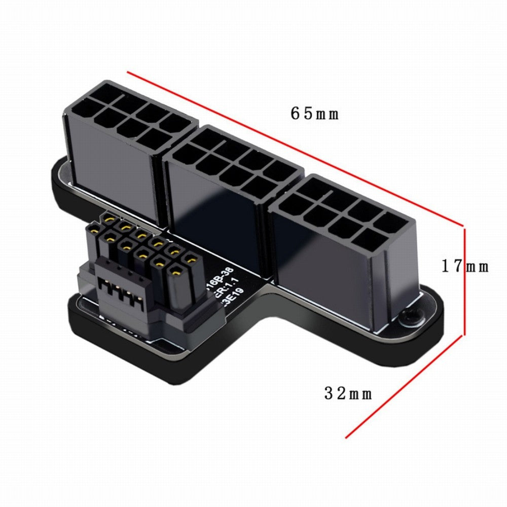 12VHPWR ATX3.0 PCI-E 5.0 Power Modular to Three ATX 8P Adapter for 4080 5090TI 16Pin 12+4P Graphics Card Up Angled 90 Degree PW-048-UP