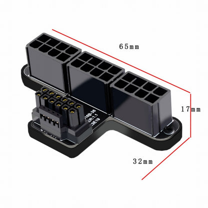 12VHPWR ATX3.0 PCI-E 5.0 Power Modular to Three ATX 8P Adapter for 4080 5090TI 16Pin 12+4P Graphics Card Up Angled 90 Degree PW-048-UP