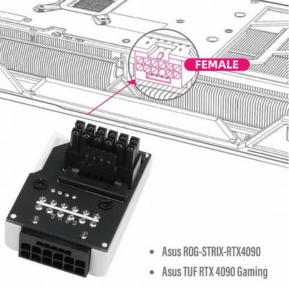 12VHPWR ATX3.0 PCI-E 5.0 Power Modular Male to Female Adapter Extension Down Angled 90 Degree for 3080 3090TI PSU 16Pin 12+4P Graphics Card PW-047-DN