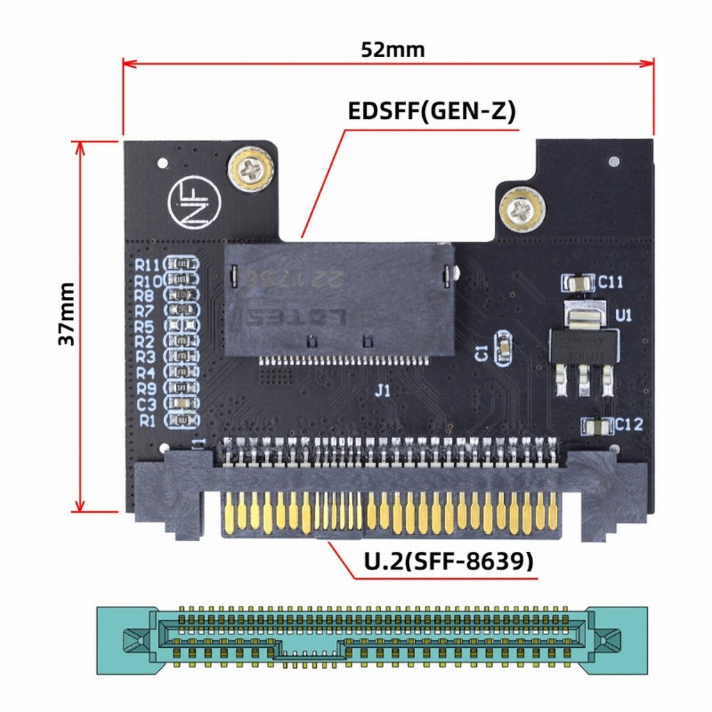 U.2 SFF-8639 Host Adapter to NVMe Ruler 1U GEN-Z EDSFF 1C 4X Short SSD P4511 E1.S Carrier Adapter SF-072-1C
