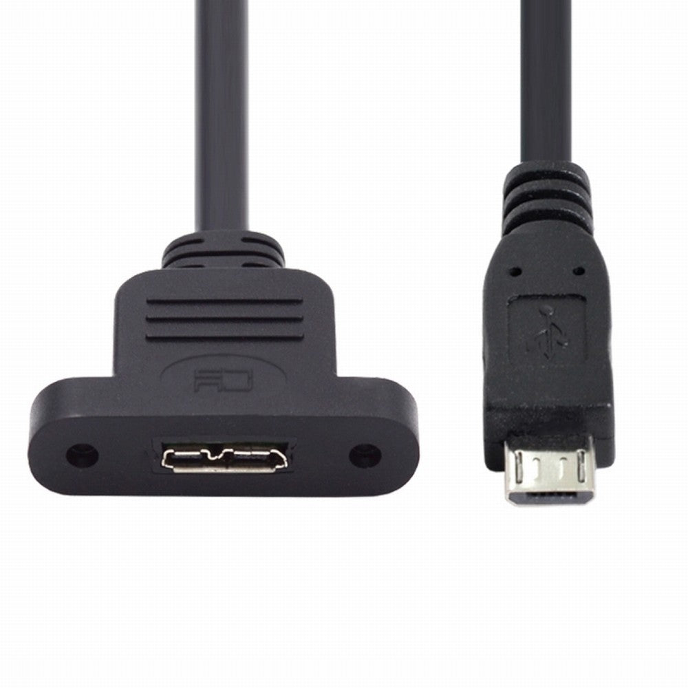 Micro USB 2.0 5Pin Male to Micro 3.0 Type-B Female Screw Mount Type Extension Cable 480Mbps U3-012-MM