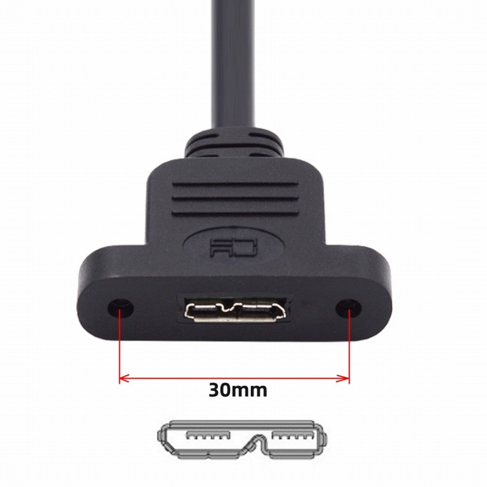 Micro USB 2.0 5Pin Male to Micro 3.0 Type-B Female Screw Mount Type Extension Cable 480Mbps U3-012-MM