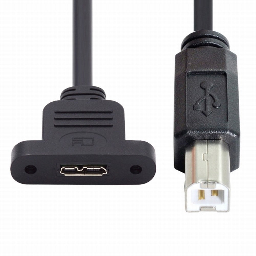 Type-B USB2.0 Male to Micro 3.0 Type-B Female Screw Mount Type Extension Cable 480Mbps U3-012-BM