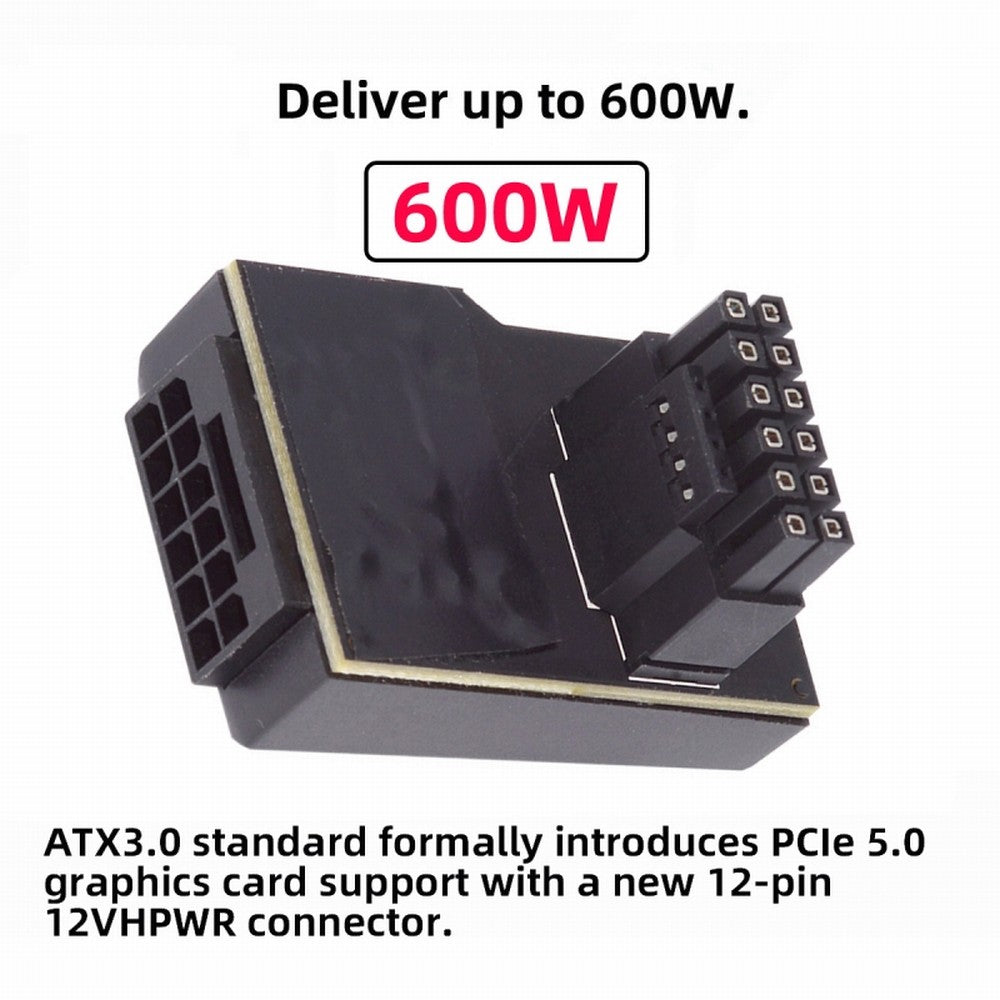 12VHPWR ATX3.0 PCI-E 5.0 Power Modular Male to Female Adapter Extension Down Angled 90 Degree for 3080 3090TI PSU 16Pin 12+4P Graphics Card PW-047-DN