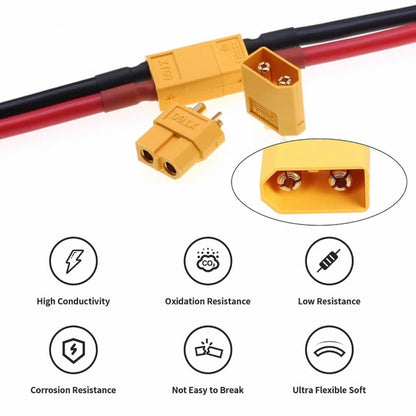 XT60 Male to Male 12AWG Extension Cable Connector for RC Battery Portable Power Station Solar Panel PW-052-MM