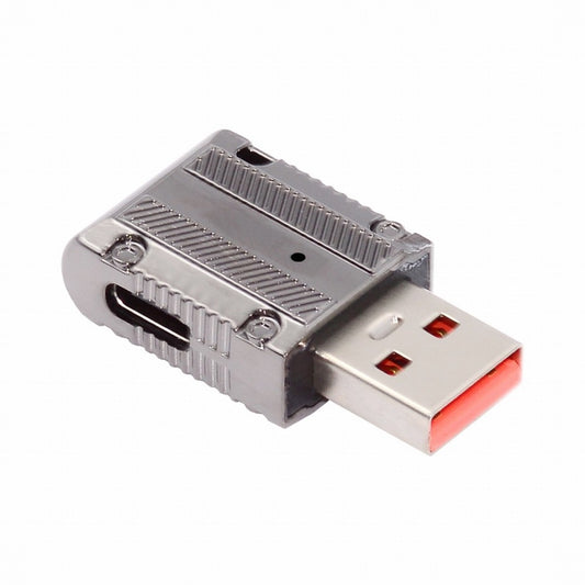 USB-C USB 3.1 Type C Female to USB 3.0 Type-A Male 90 Degree Right Angled Slim Type 10Gbps Data 120W Power Adapter Mecha Cyberpunk Style UC-029-TC003