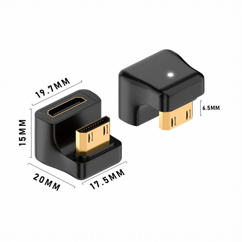 360 Degree Up Opposite U Shape Back Angled Mini HDMI 1.4 Male to Mini Female Extension Adapter Converter HD-031-UP