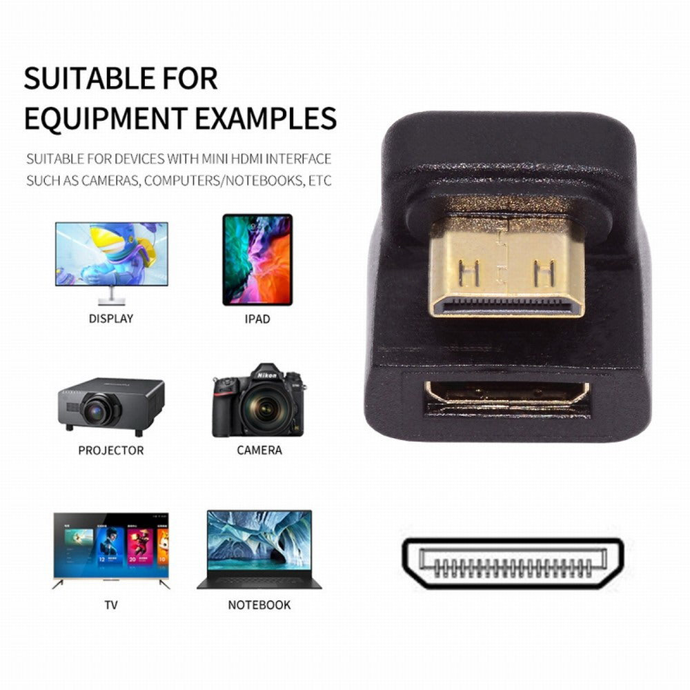 360 Degree Up Opposite U Shape Back Angled Mini HDMI 1.4 Male to Mini Female Extension Adapter Converter HD-031-UP