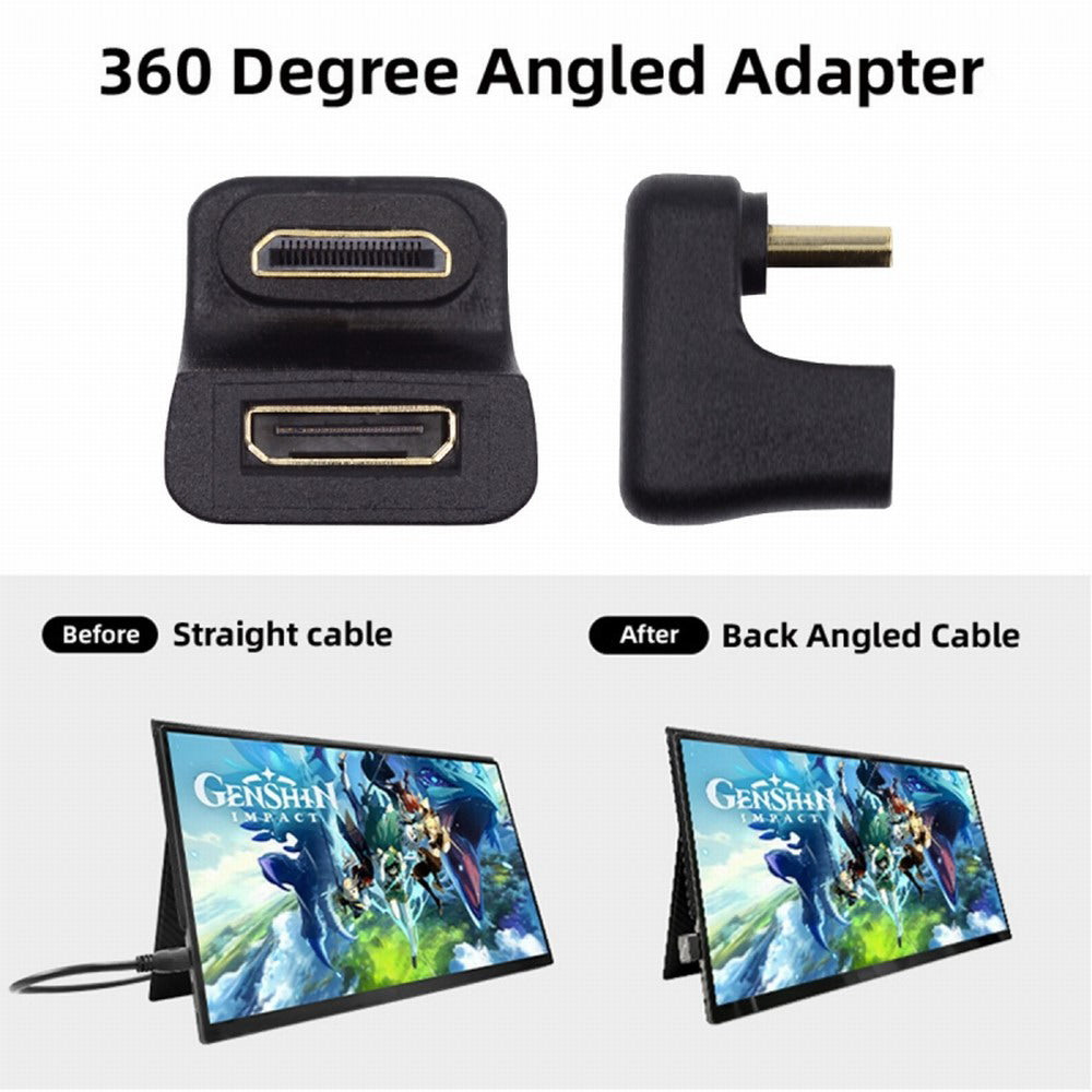 360 Degree Up Opposite U Shape Back Angled Mini HDMI 1.4 Male to Mini Female Extension Adapter Converter HD-031-UP