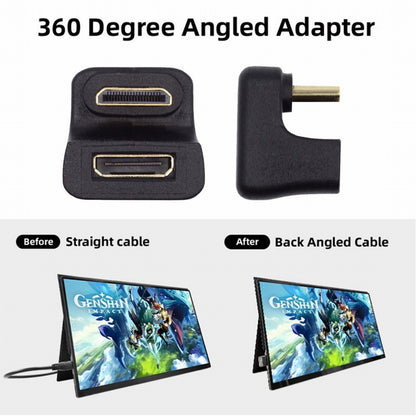 360 Degree Up Opposite U Shape Back Angled Mini HDMI 1.4 Male to Mini Female Extension Adapter Converter HD-031-UP