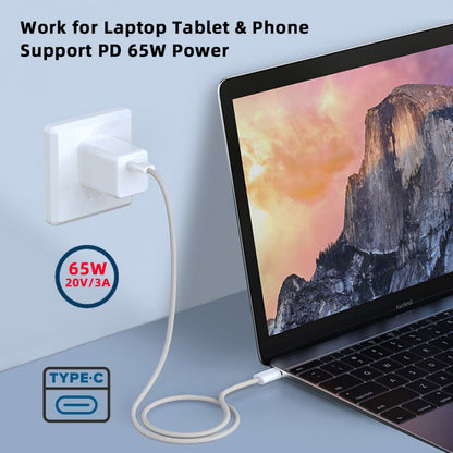 USB-C Type C Male to Male PD 27W 65W Power 480Mbps Data Cable White Sleeve for Phone & Tablet & Laptop UC-072-SL