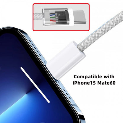 USB-C Type C Male to Male PD 27W 65W Power 480Mbps Data Cable White Sleeve for Phone & Tablet & Laptop UC-072-SL