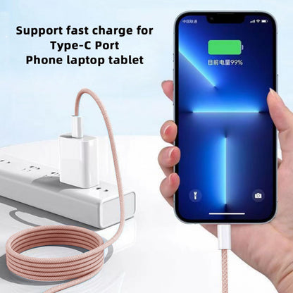 USB-C Type C Male to Male PD 27W 65W Power 480Mbps Data Cable Pink Sleeve for Phone & Tablet & Laptop UC-072-PL