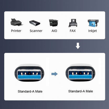 USB 3.0 Type-A Male to USB3.0 A Male Cable Silver 5Gbps for Disk SSD Camera Data 30cm U3-075-AM