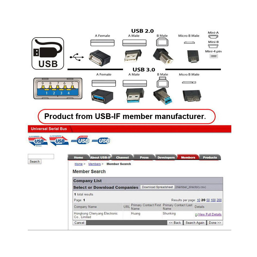 USB 3.0 Type-A Male to USB3.0 A Male Cable Silver 5Gbps for Disk SSD Camera Data 30cm U3-075-AM