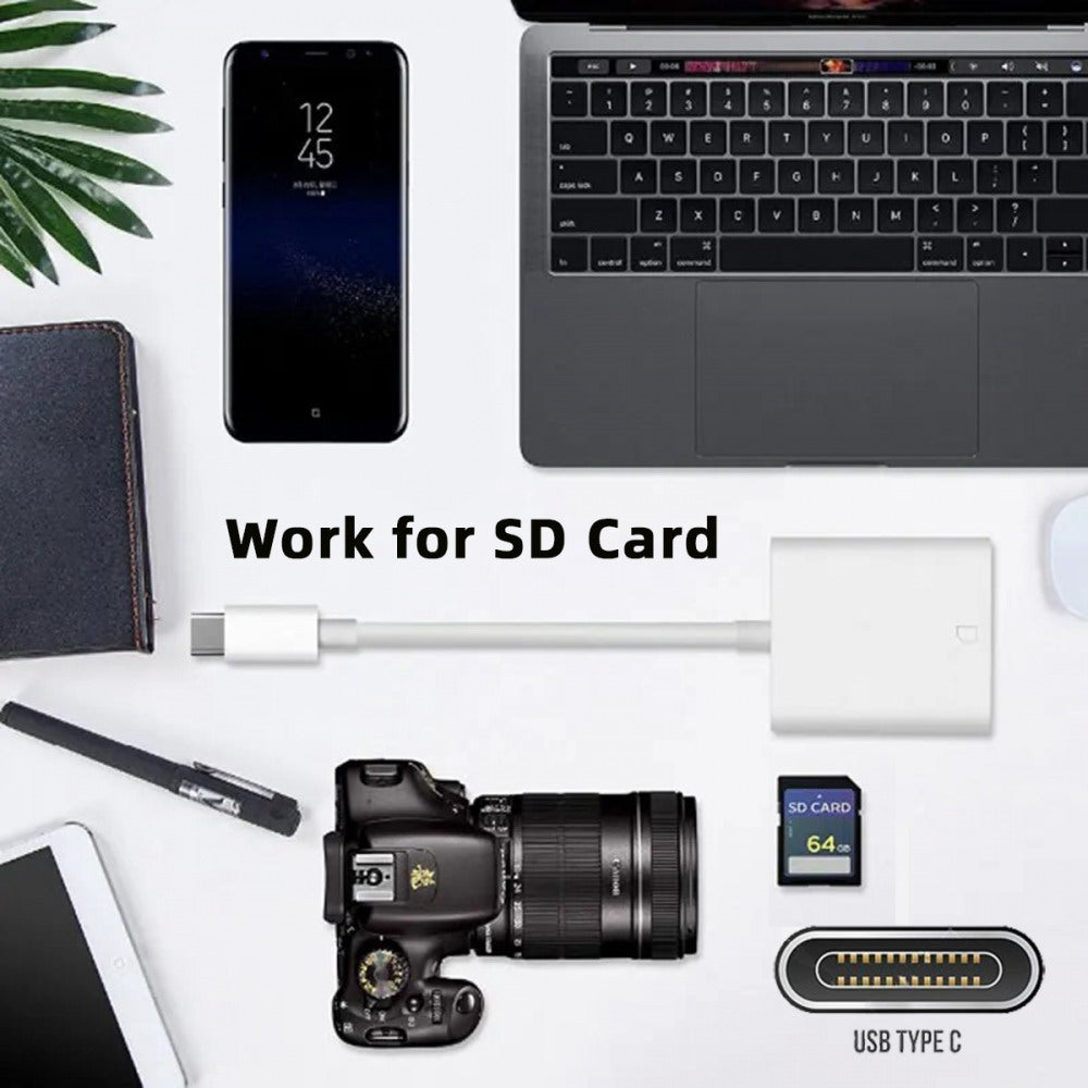 USB 2.0 Type C USB-C to Standard SD SDXC SDHC Card Reader Adapter Compatible with Macbook Laptop Tablet Phone UC-155-SD001