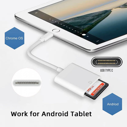 USB 2.0 Type C USB-C to Standard SD SDXC SDHC Card Reader Adapter Compatible with Macbook Laptop Tablet Phone UC-155-SD001
