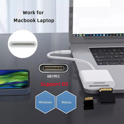 USB 2.0 Type C USB-C to TF Micro SD SDXC SDHC Card Reader Adapter Compatible with Macbook Laptop Tablet Phone UC-155-SD002