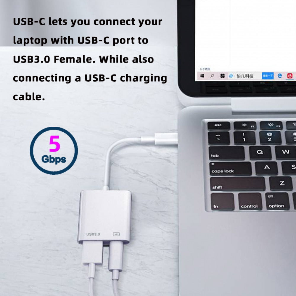 Type C USB-C to Standard Type-A USB3.0 Female with PD Power Charge Adapter Compatible with Macbook Laptop Tablet Phone UC-155-TC002