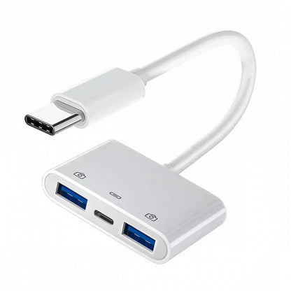 Type C USB-C to Dual Type-A USB3.0 Female with PD Power Charge Adapter Compatible with Laptop Tablet Phone UC-155-TC003