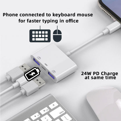 Type C USB-C to Dual Type-A USB3.0 Female with PD Power Charge Adapter Compatible with Laptop Tablet Phone UC-155-TC003