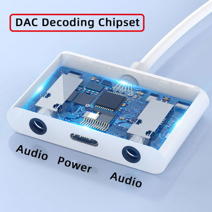 Type C USB-C to Dual 3.5mm Audio AUX & MIC Sound Card with PD Power Charge Adapter Compatible with Laptop Tablet Phone UC-155-TC005