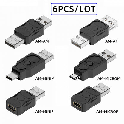 6pcs/lot Type-A Micro USB 2.0 Mini USB 5Pin Male to Female Extension Data Power Adapter U2-006-AM