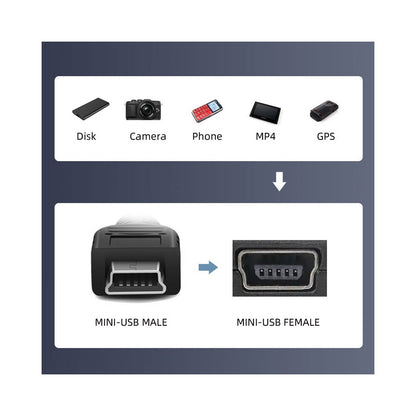 6pcs/lot Type-A Micro USB 2.0 Mini USB 5Pin Male to Female Extension Data Power Adapter U2-006-AM