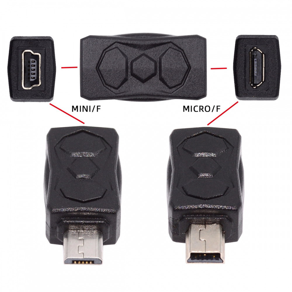 3pcs/lot Micro USB 2.0 to Mini USB 5Pin Male to Female Extension Data Power Adapter U2-006-MM