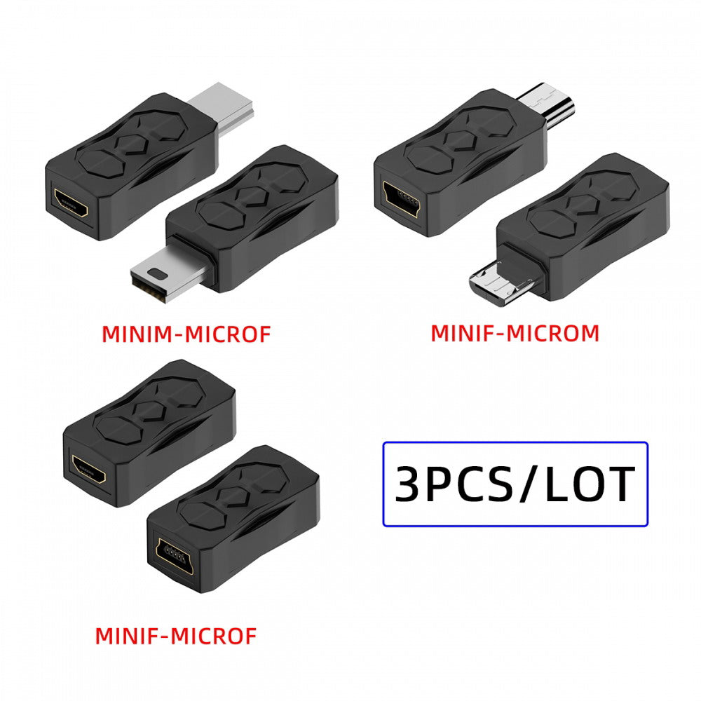 3pcs/lot Micro USB 2.0 to Mini USB 5Pin Male to Female Extension Data Power Adapter U2-006-MM