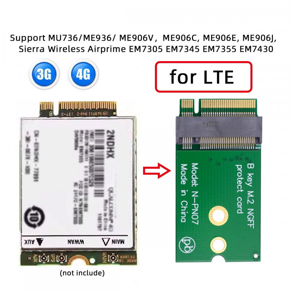 NGFF B-Key 22x30mm to 22x42mm Male to Female Extension Adapter for 2230 SSD LTE Card SA-068-BKEY