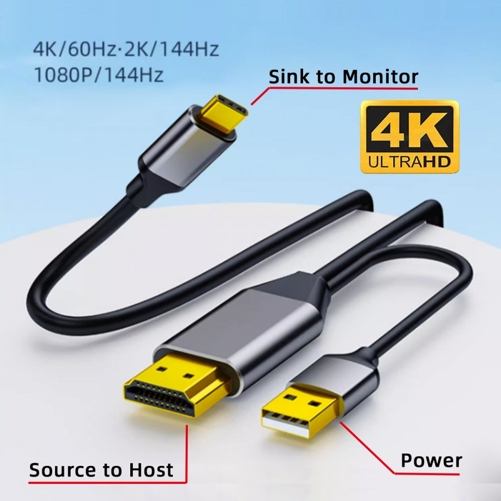 Reversible HDMI 1.4 Source to USB 3.1 Type C USB-C Displays Male 4K HDTV Cable for Laptop Monitor 1.8m UC-129-HDF