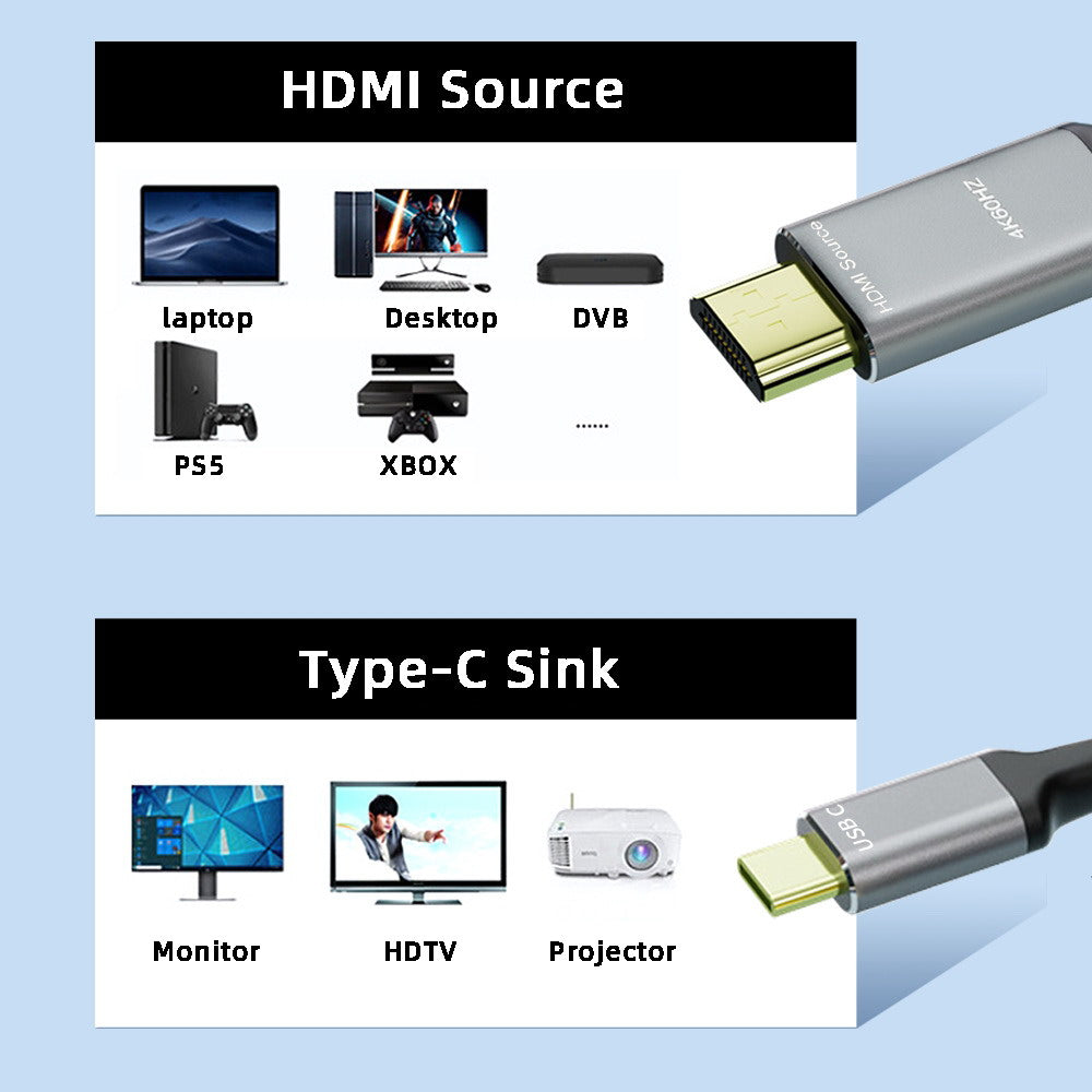 Reversible HDMI 1.4 Source to USB 3.1 Type C USB-C Displays Male 4K HDTV Cable for Laptop Monitor 1.8m UC-129-HDF