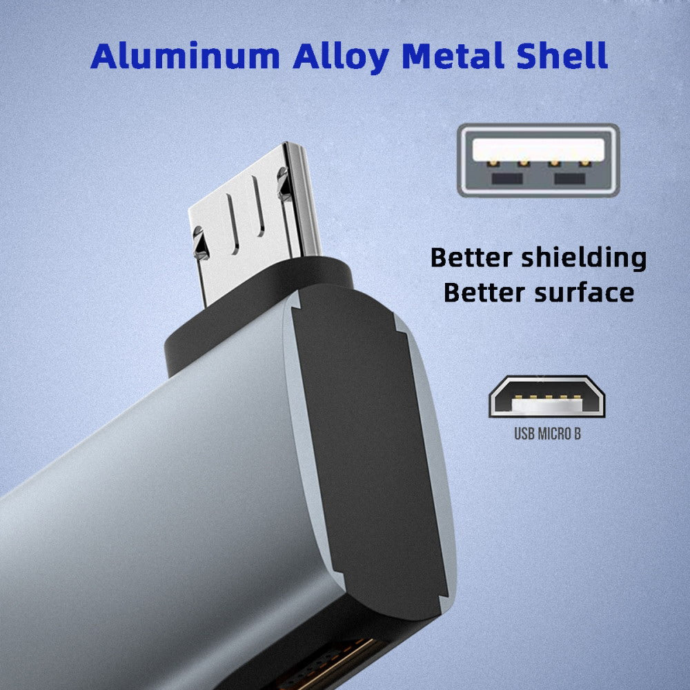 Micro USB 2.0 to Type-A Female OTG Host Adapter 90 Degree Left Angled with USB Power for Phone Tablet U2-009-LE