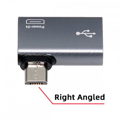 Micro USB 2.0 to Type-A Female OTG Host Adapter 90 Degree Right Angled with USB Power for Phone Tablet U2-009-RI