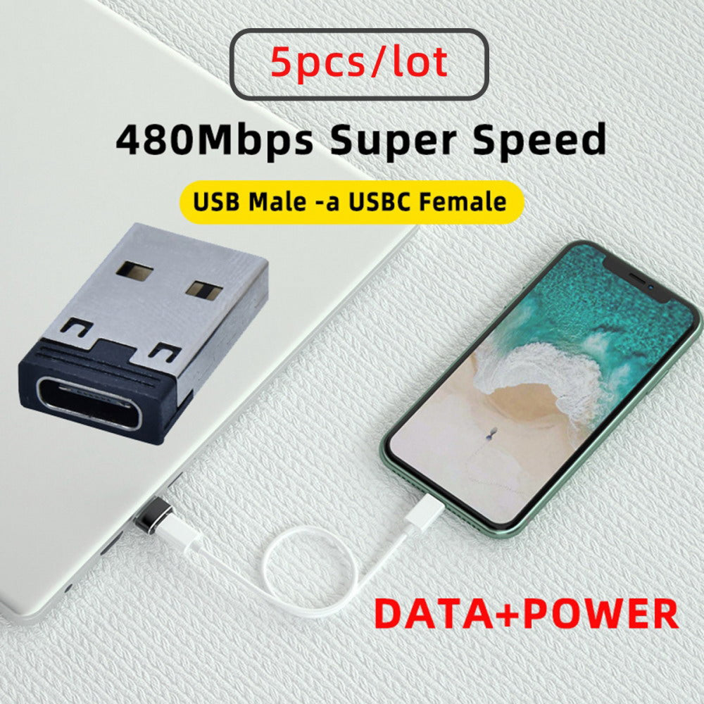 5pcs/lot USB-C Type C Female to USB 2.0 A Male 480Mbps Data Power Adapter for Laptop Tablet Phone UC-167-BK