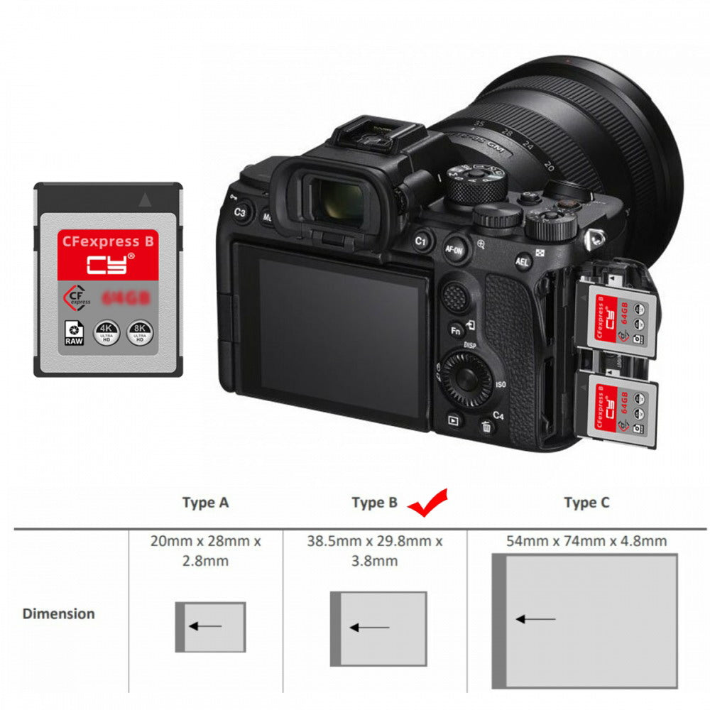 CFexpress Type-B 256GB Memory Card CFE CFB Adapter Compatible with XS Camera 8K RAW PCIe Expansion SA-079-256G