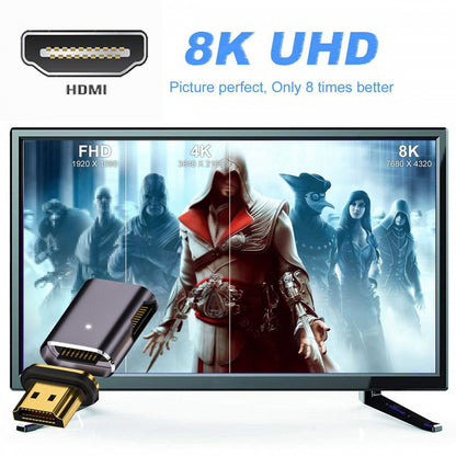 90 Degree Right Angled Magnetic 8K Type-A HDMI 2.1 Male to Female Straight Video Adapter for Laptop HDTV HD-042-RI