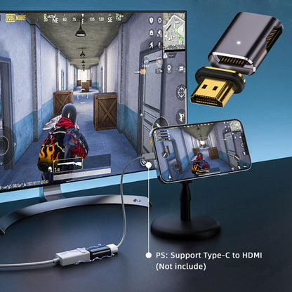 90 Degree Right Angled Magnetic 8K Type-A HDMI 2.1 Male to Female Straight Video Adapter for Laptop HDTV HD-042-RI
