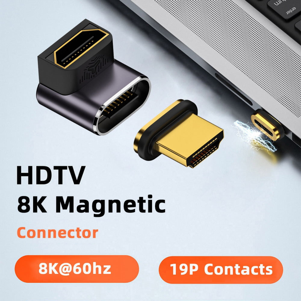 90 Degree Up Angled Magnetic 8K Type-A HDMI 2.1 Male to Female Straight Video Adapter for Laptop HDTV HD-042-UP