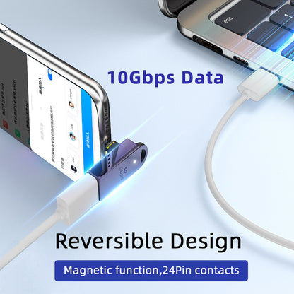 Magnetic Connector 10Gbps Type C Male to USB3.0 Female 90 Degree Up Down Angled OTG Data Adapter for Laptop Phone UC-028-AFU