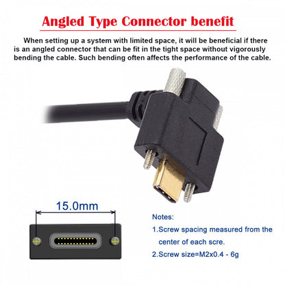 USB-C USB 3.1 Type C Up Angled Male to Female Extension Data Screw Locking Cable for for Realsense Camera VR Quest Link UC-041-UP