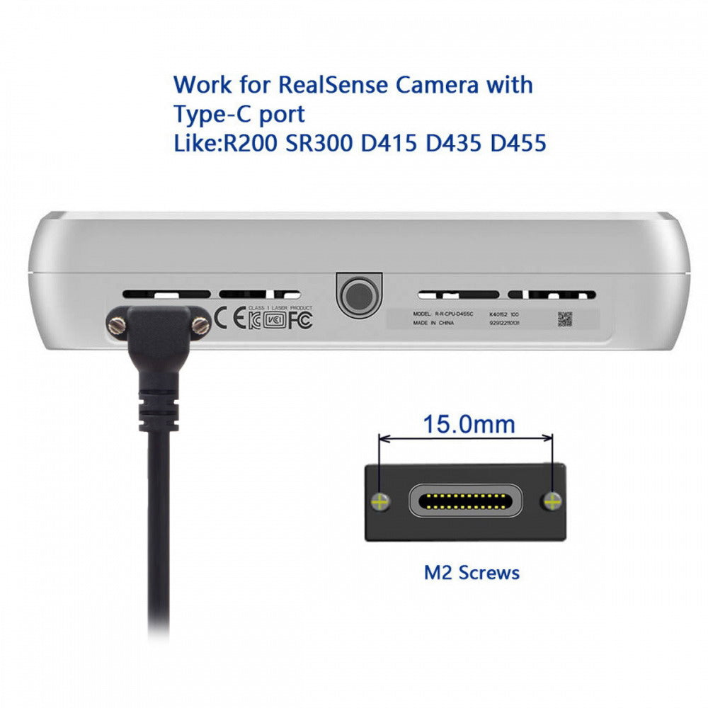 USB-C USB 3.1 Type C Up Angled Male to Female Extension Data Screw Locking Cable for for Realsense Camera VR Quest Link UC-041-UP