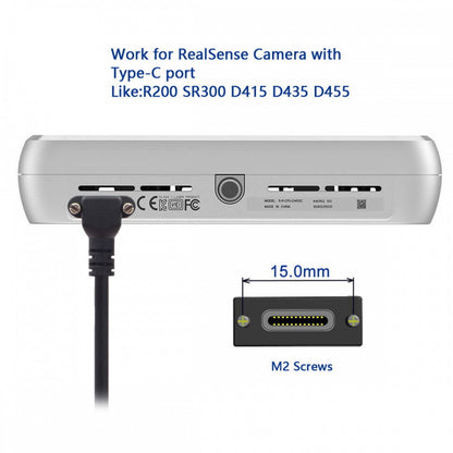 USB-C USB 3.1 Type C Up Angled Male to Female Extension Data Screw Locking Cable for for Realsense Camera VR Quest Link UC-041-UP