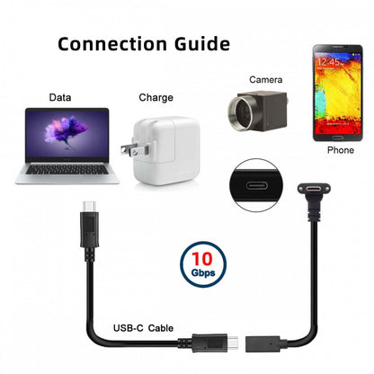 USB-C USB 3.1 Type C Up Angled Male to Female Extension Data Screw Locking Cable for for Realsense Camera VR Quest Link UC-041-UP
