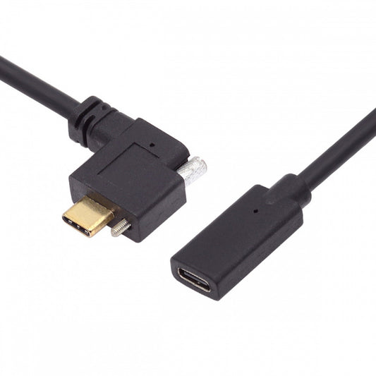 USB-C USB 3.1 Type C Right Angled Male to Female Extension Data Screw Locking Cable for for Realsense Camera VR Quest Link UC-041-RI