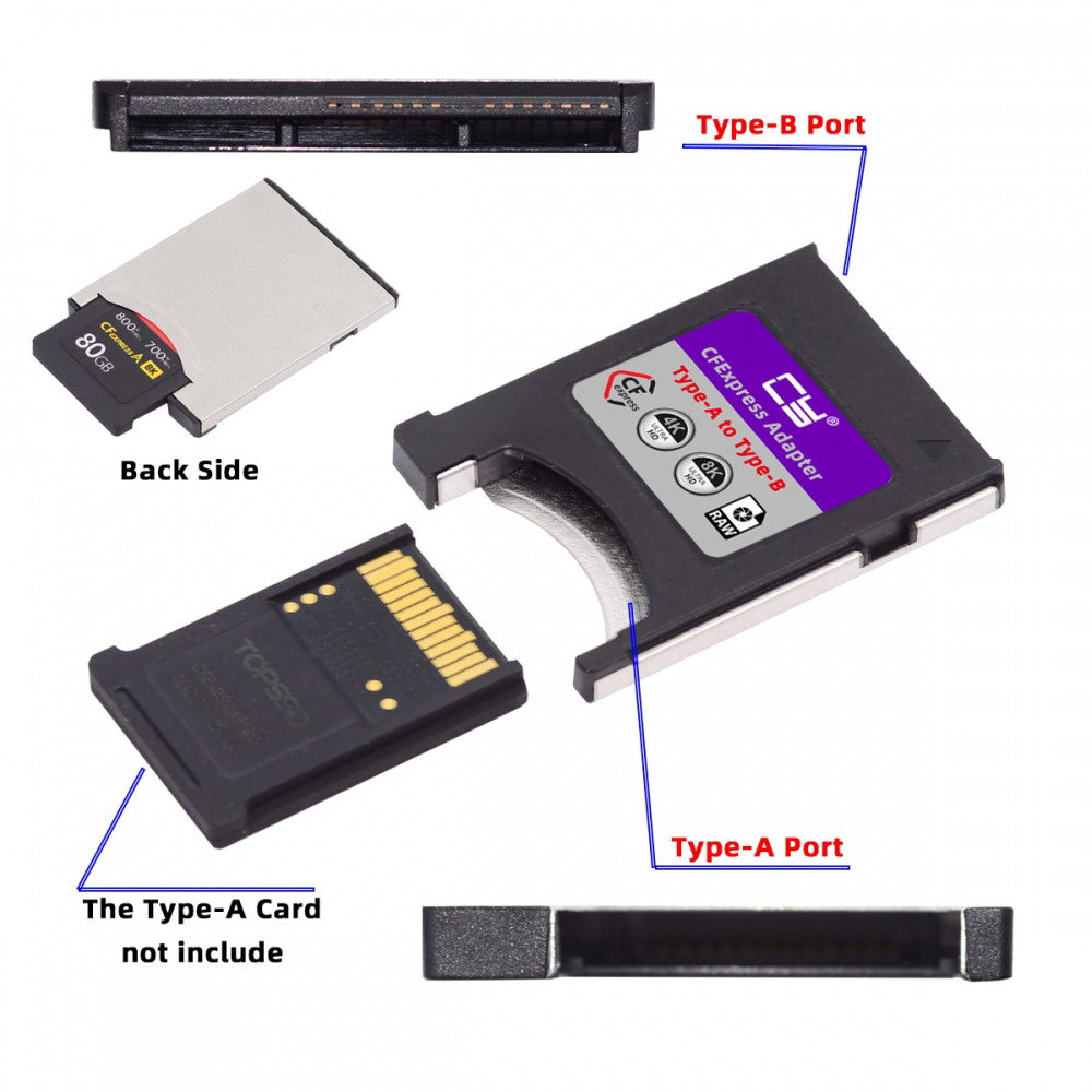 CFexpress Type-A to Type-B Memory Card Kit Case CFE CFA to CFB Adapter Compatible with Camera 8K RAW PCIe Expansion SA-080