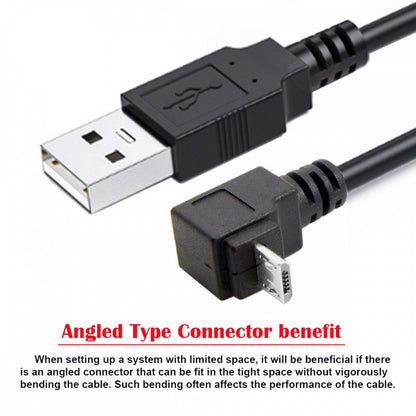 Down Angled 90 Degree Micro USB to USB Data Charge Cable for i9500 9300 N7100 U2-089-DN