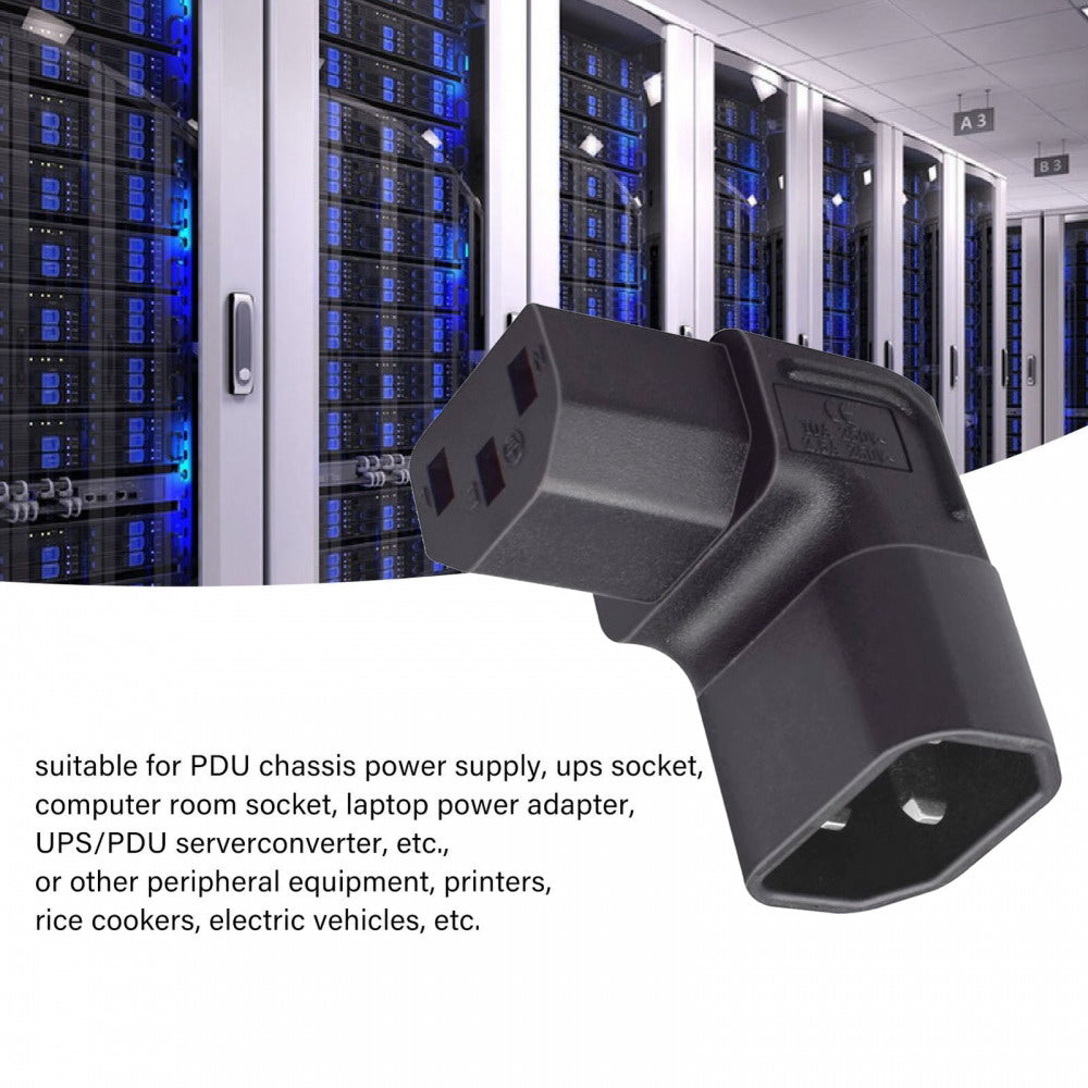 IEC Male C14 to Down Right Angled 90 Degree IEC Female C13 Power Extension Adapter AC Converter PW-031-DN